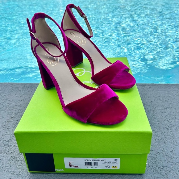 Sam Edelman Velvet Ankle-Strap Block Heel Sandals - Picture 5 of 13